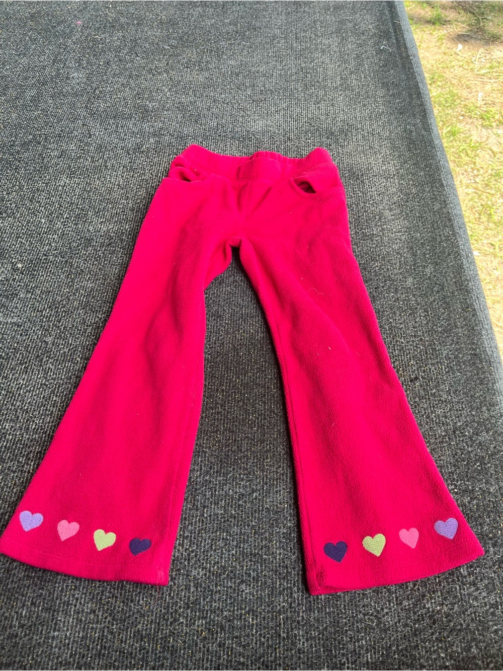 Crazy 8 Hot Pink Fleece Flared Pants with Heart Trim
